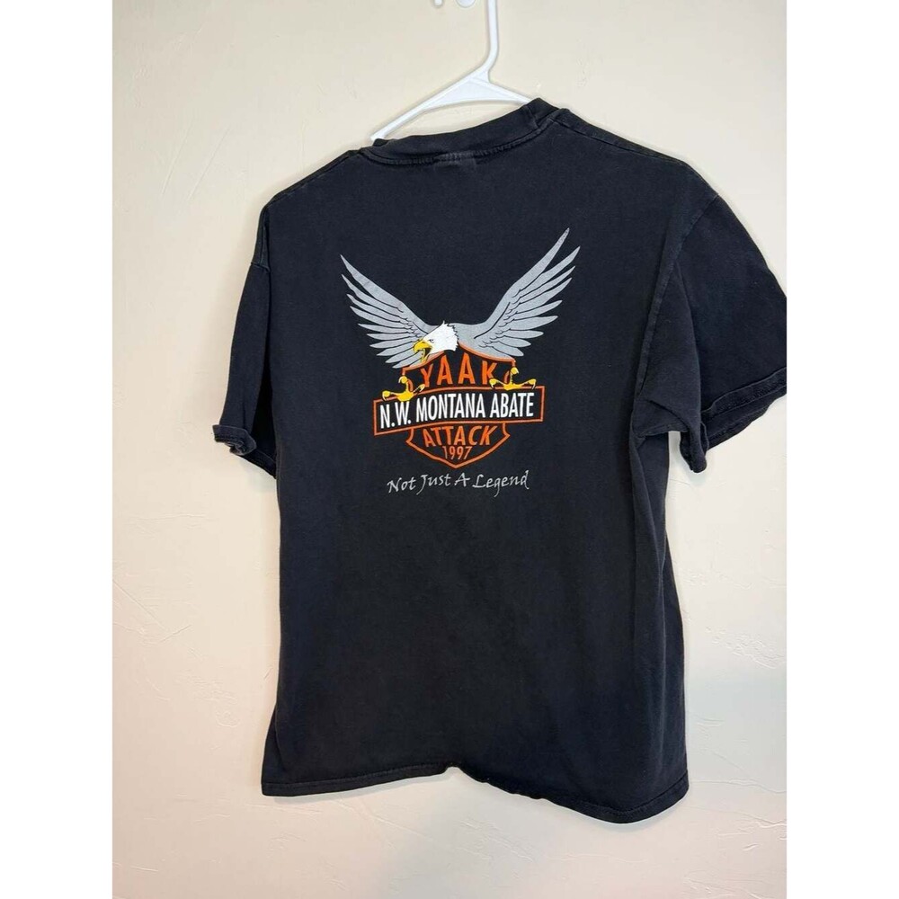 Vintage 1997 N.W. Montana ABATE Yaak Attack Motorcycle Pocket T-Shirt